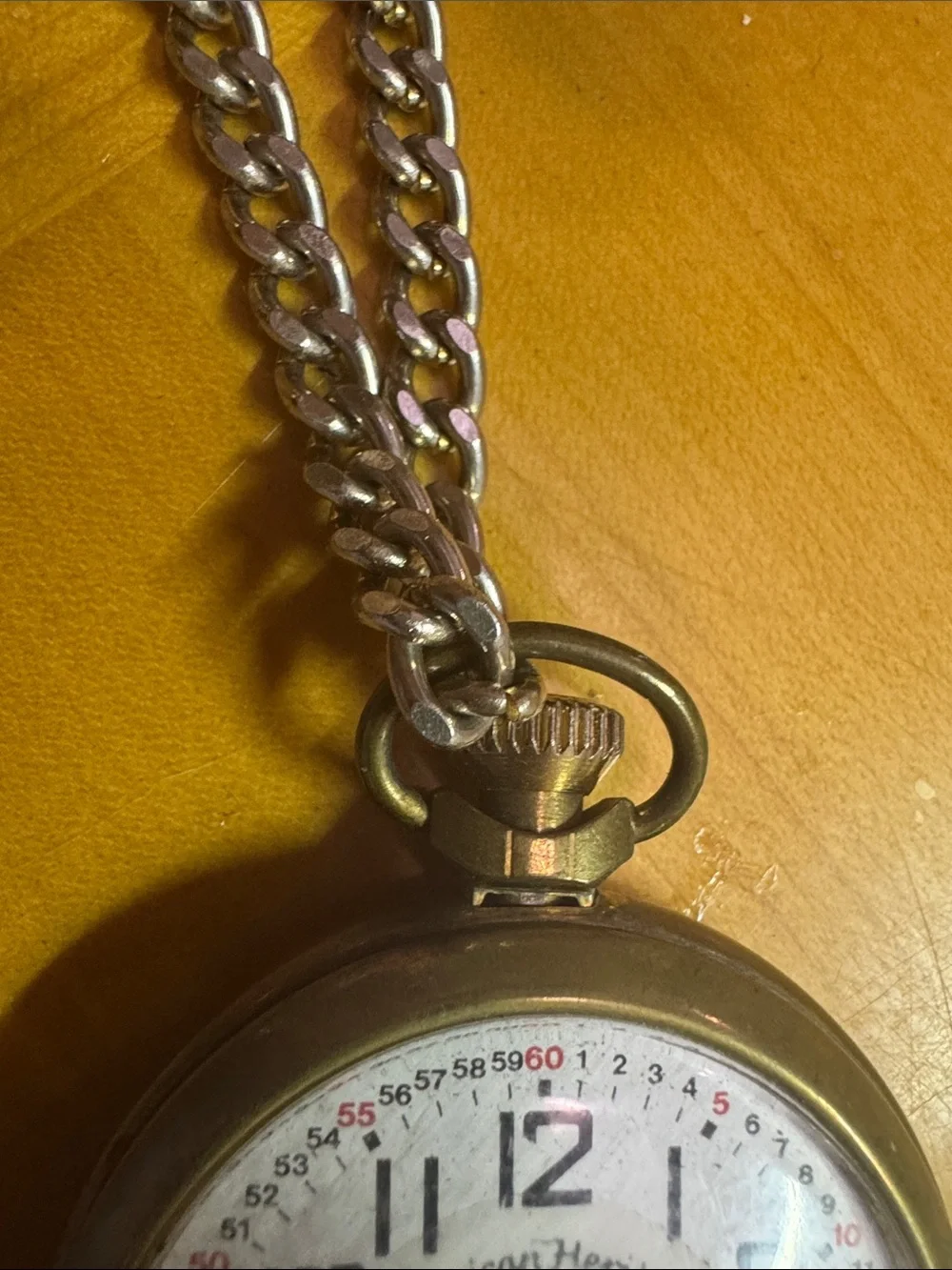 RARE SEARS RAILROAD BRASS POCKET WATCH TRAIN STEAM ENGINE WORKING